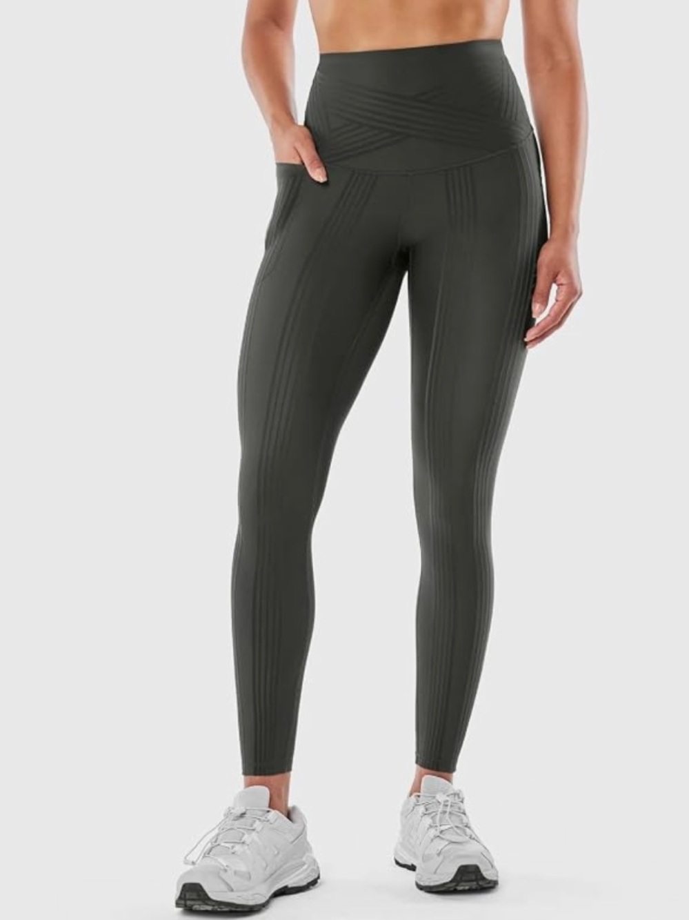 Fanka Powerband Resistance Leggings Dark Gray, Small, Worn 1X High Compression.
